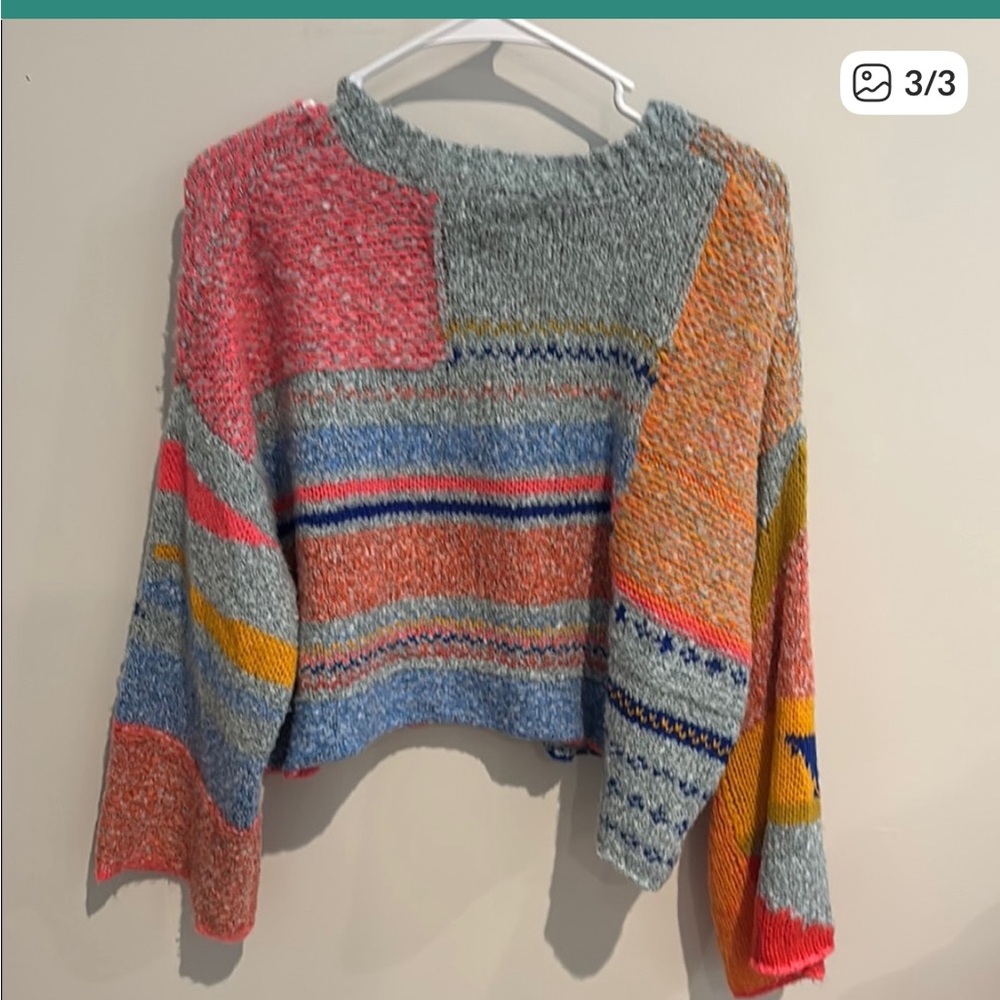 Sincerely Julies Patchwork Multicolor Sweater - image 8